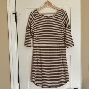 Quicksilver 100% cotton cream and brown striped dress size medium
